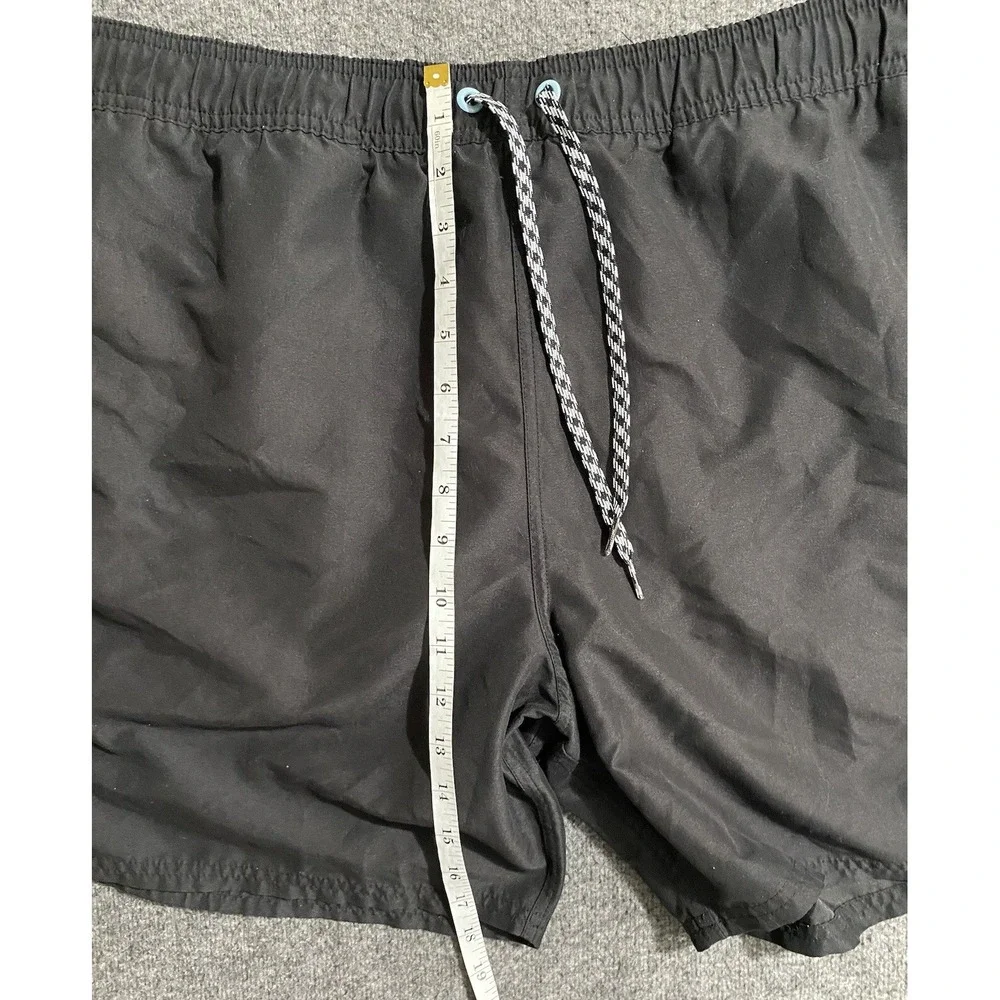 Nike Mens Black Blue Stripe Swim Trunks Lined Athletic Shorts NESS7400 L